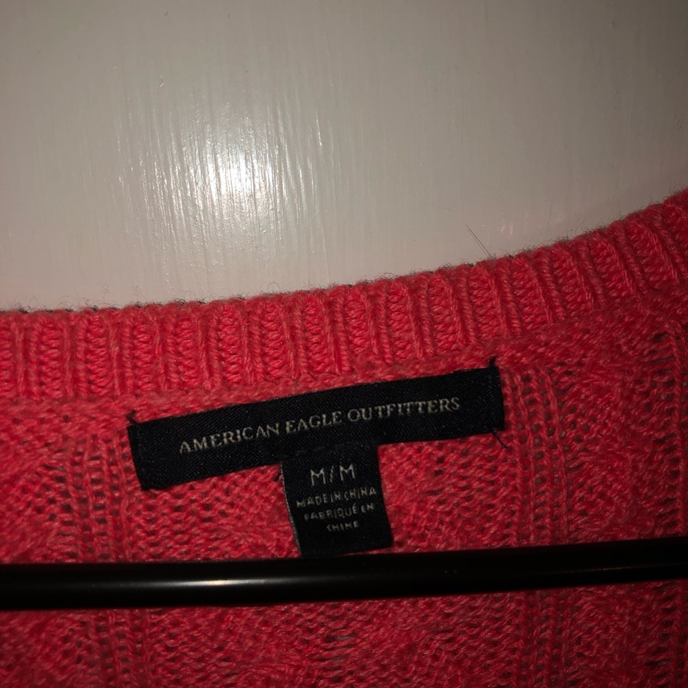 scoop neck red/bright pink scoop neck sweater